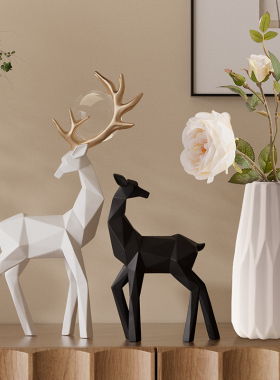 客厅摆件高端大气上档次乔迁礼物折纸鹿现代轻奢玄关展示柜装饰品