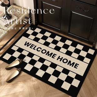 简约黑白入户门地垫丝圈门垫玄关大门口脚垫家用防尘耐磨防滑地毯