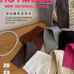 純色女男童日系h春秋小腿襪百搭t女童無(wú)o基礎(chǔ)跟寬條on寶寶長(zhǎng)筒mo