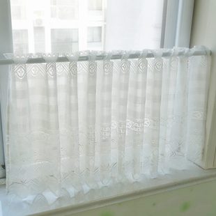 纱帘装 半帘成品窗帘小网纱飘窗镂空短厨房短款 饰隔断帘窗户免打孔