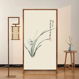 入户玄关屏风隔断客厅卧室家用实木遮挡装 新中式 饰可移动双面座屏
