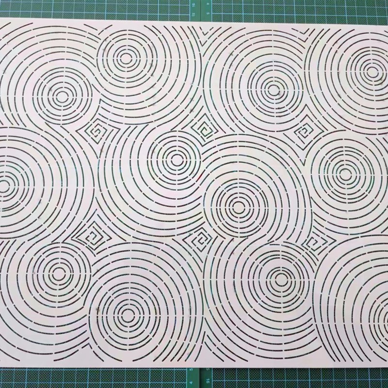 049圆波浪纹刺绣刺子绣镂空画图模板diy拓图描图工具杯垫茶垫茶席