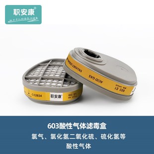 职安康603滤毒盒搭配620T 720T使用化工气体防毒面具防护面罩配件