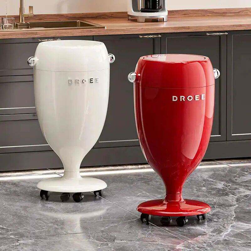 燕乐优选创意高脚杯垃圾桶轻奢风免弯腰纸篓大容量厨房卧室收纳桶