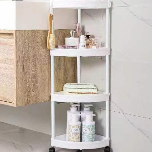 家用多层多功能三角置物架落地式带轮厨房浴室卫生间转角收纳架