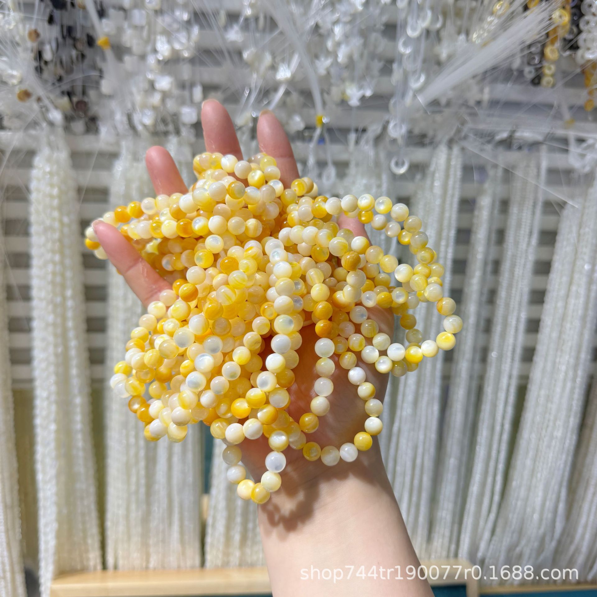 天然深海珍珠母贝白蝶贝散珠圆珠Diy饰品手工串珠手链成品清仓价