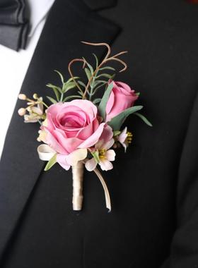 欧式白色玫瑰结婚新娘新郎伴娘伴郎父母亲胸花婚礼姐妹手腕花