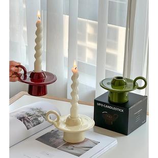 饰摆件复古高级感拍照道具餐桌蜡烛台底座家居好物 烛台装