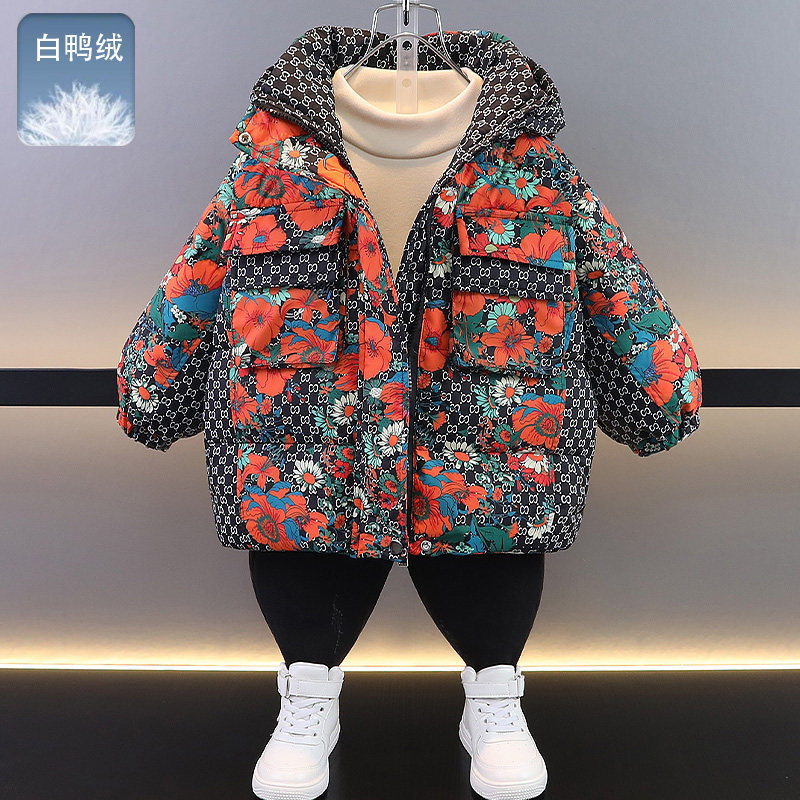 男童洋派羽绒服冬季加厚2023新款小男孩冬装小童炸街儿童铺棉外套