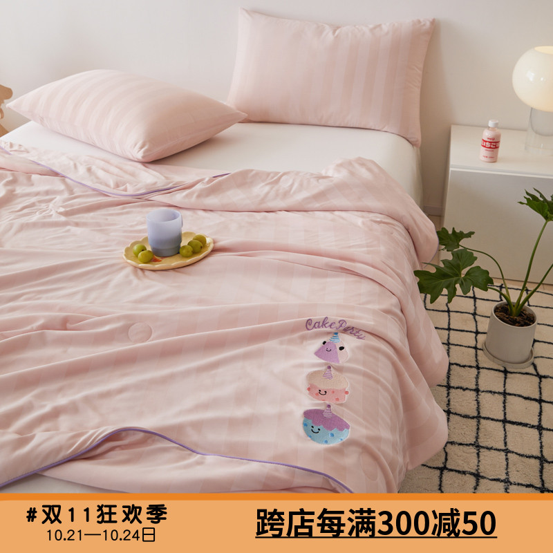 冰冰兔夏季凉感条纹提花卡通夏被夏I凉被空调被可机洗轻薄被芯