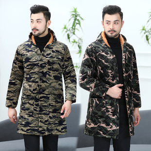 外穿罩衣加绒加大女长款中老年爸爸装加厚秋冬季外套棉袄中长款男