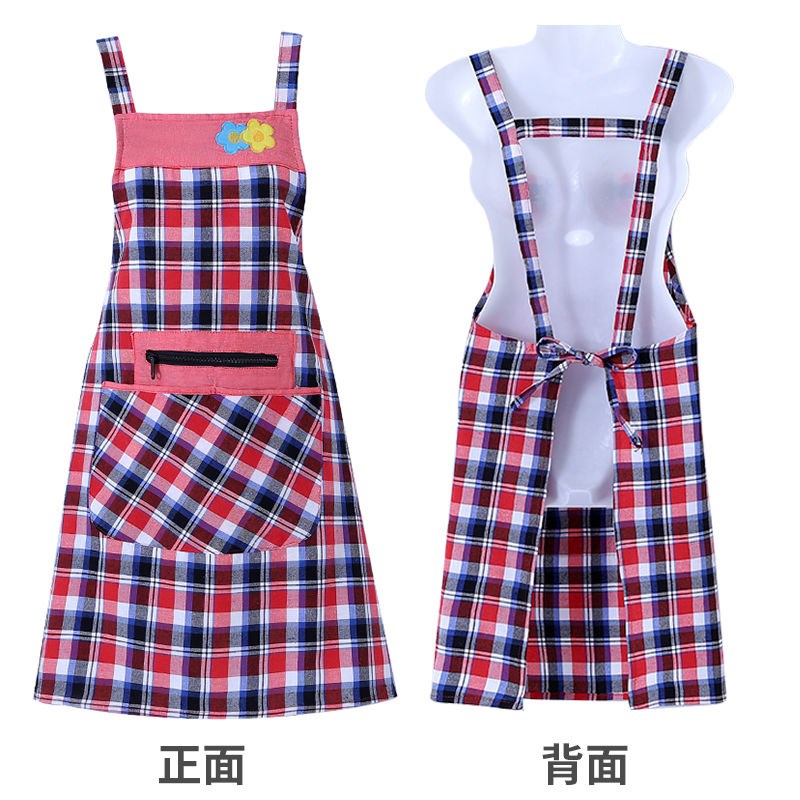 围裙女夏季薄款纯棉拉链厨t房上班女防油污男士网红Y可爱拉链背带