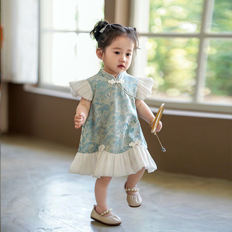 周岁女宝宝礼服公主裙夏季新中式抓周儿童唐装旗袍裙子女童连衣裙