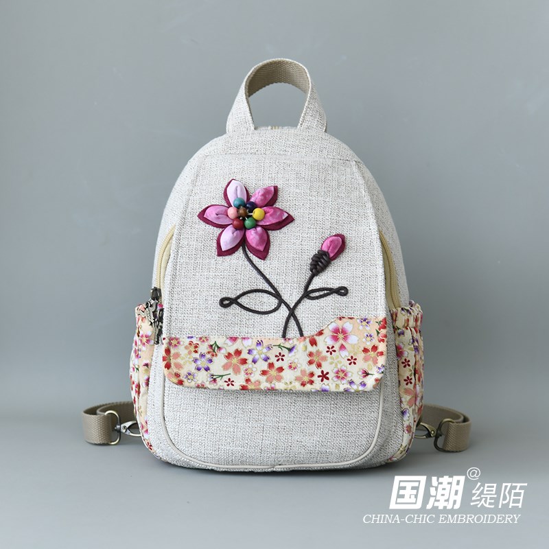 双肩包女新款潮旅行民族风布艺小背包女士百搭时尚帆布小包书包包
