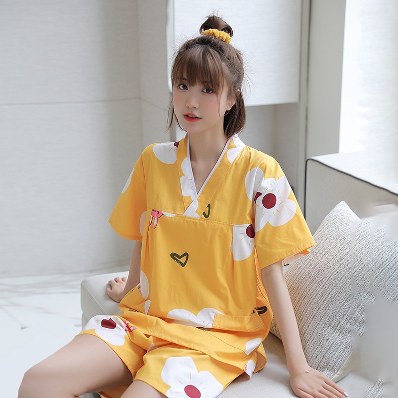 汗蒸服情侣100%纯棉韩版可爱大码套装亲子汗蒸服女U睡衣浴服桑拿