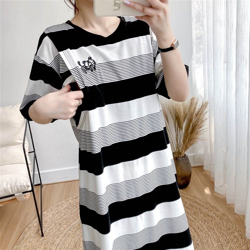 哺乳睡裙夏季薄款产后月子服中长款纯棉喂奶期睡衣外出孕妇连衣裙