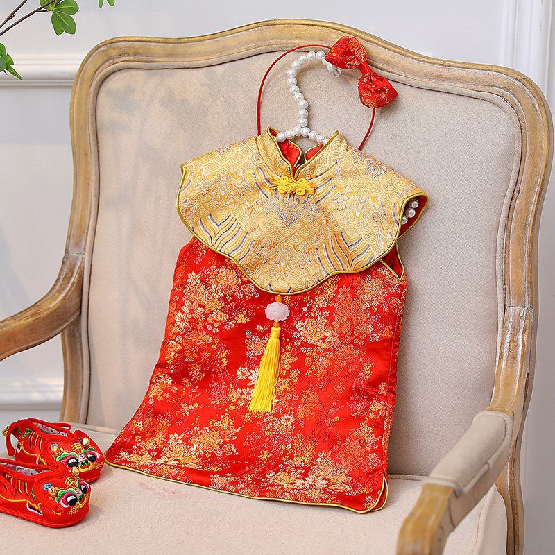 一周岁礼服女宝宝女童生日红色儿童抓周宴会中式婴儿唐装旗袍夏季