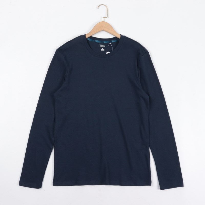 划算 春秋款打底棉质长袖T恤宽松休闲大码柔软圆领衫秋衣外贸男装