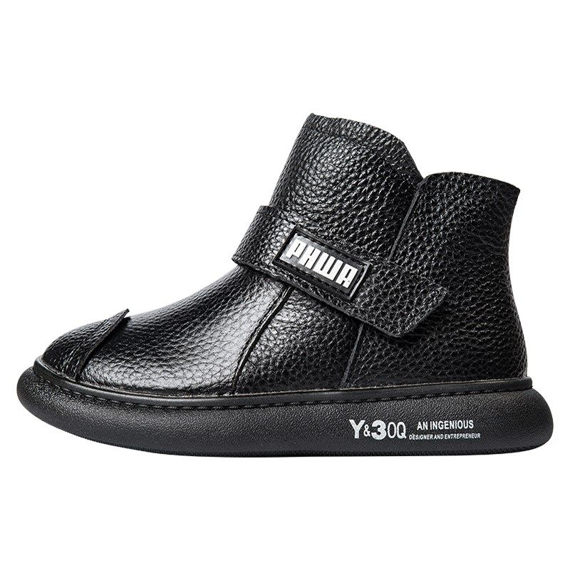 真皮男童马丁靴2021冬季新款男童鞋加绒短靴二棉雪地棉靴儿童靴子