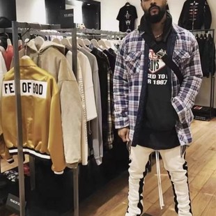 亮叔出品FOG5th第五季黑红白校裤高街限定拼接堆积主线长裤男女款