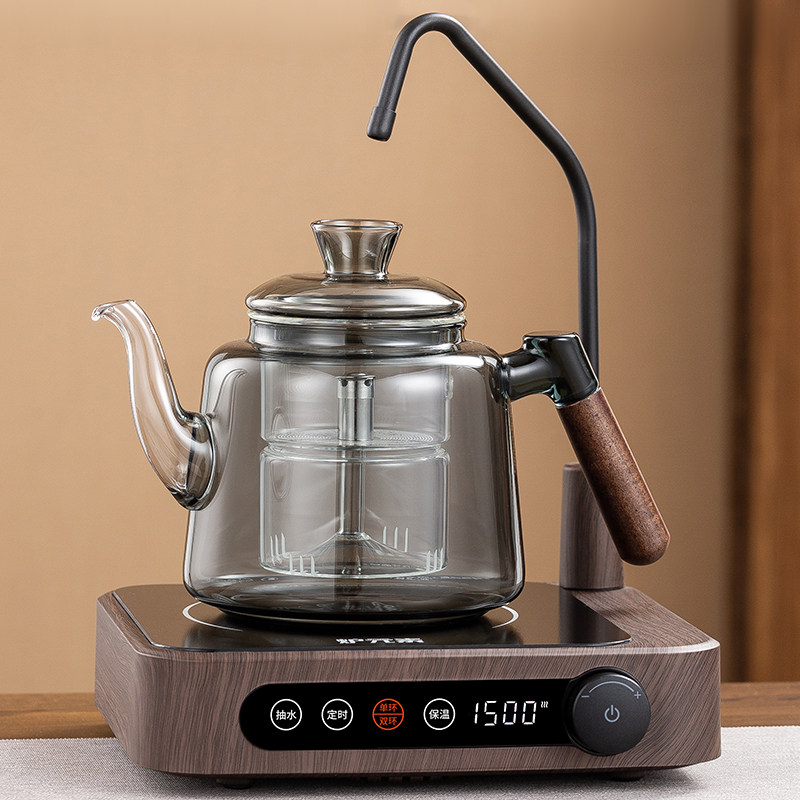 兴梵2023新款胡桃木玻璃u煮茶器大功率自动上水电陶炉煮茶炉养生