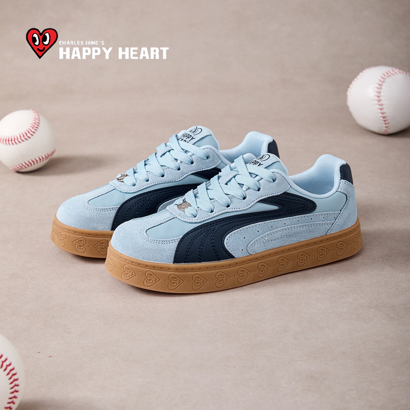 查尔斯桃心蓝色板鞋女厚底2026春季新款赛车德训鞋软底轻便女鞋子,女鞋,休闲板鞋,淘宝优惠券,粉丝福利购,淘宝优惠卷
