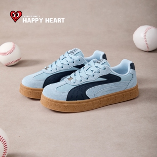 查尔斯桃心蓝色板鞋女款厚底2026春新款运动德训鞋软底轻便女鞋子