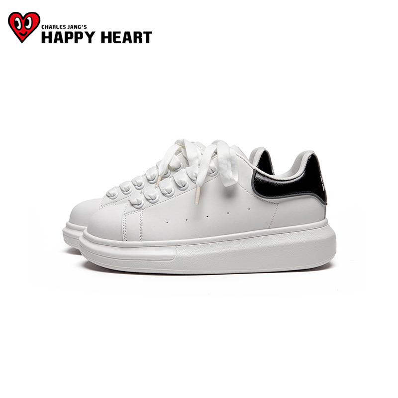 查尔斯桃心女款板鞋2025秋季新款百搭不撞款ins潮厚底增高小白鞋