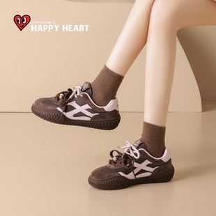 查尔斯桃心德训鞋女2026新款春美拉德棕色阿甘鞋休闲板鞋增高鞋子