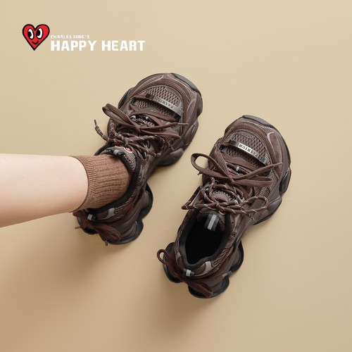 查尔斯桃心厚底老爹鞋加绒休闲鞋