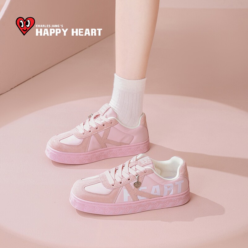 查尔斯桃心粉色女款厚底德训鞋2025秋冬新款休闲运动轻便板鞋加绒,女鞋,德训鞋,淘宝优惠券,粉丝福利购,淘宝优惠卷