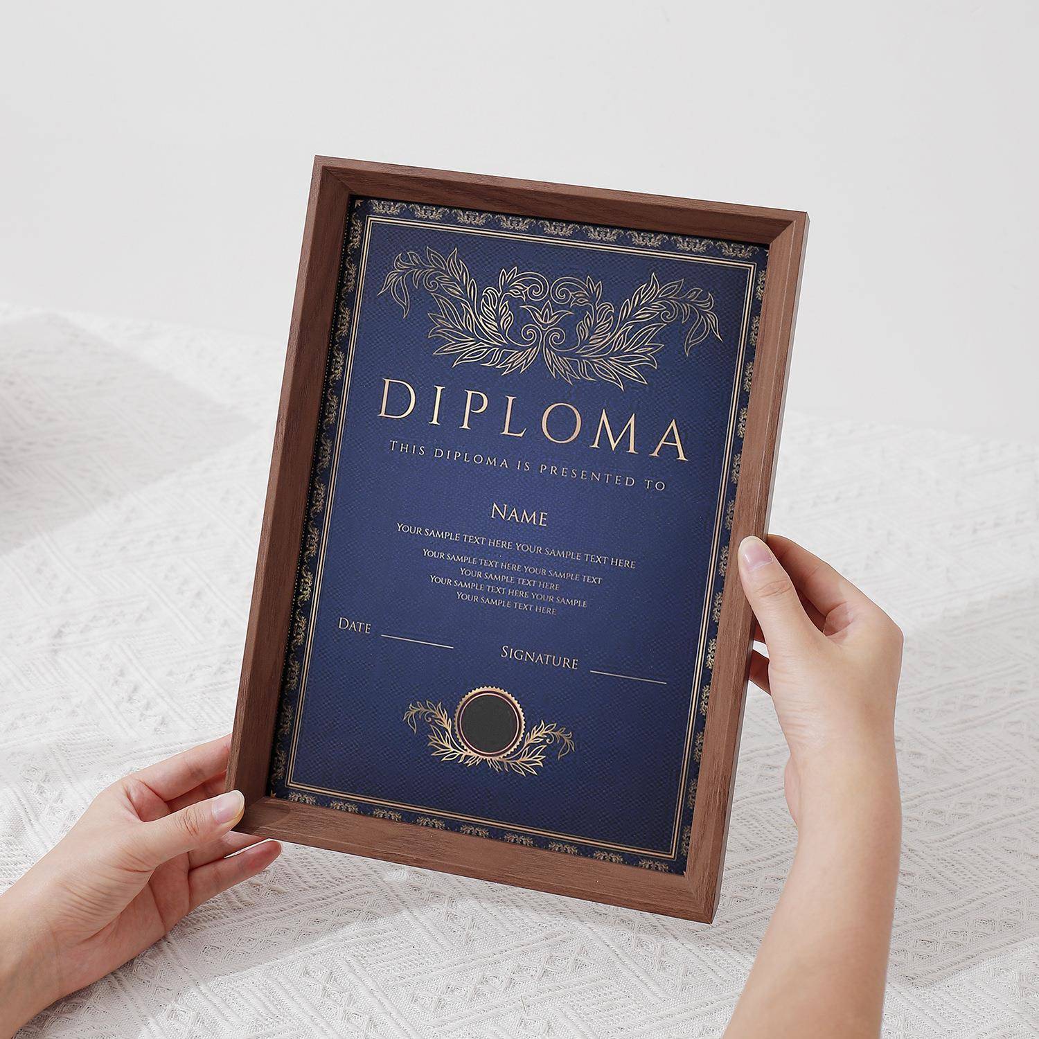 A4荣誉证书实木相框摆台营业执照奖状挂墙展示框双面玻璃装裱画框