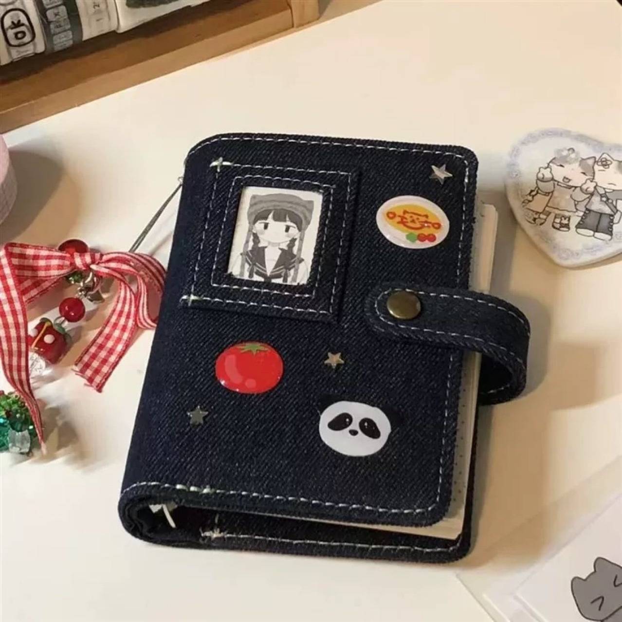 ins复古牛仔蓝m5手账本内页学生高颜值日系活页笔记本随身口袋