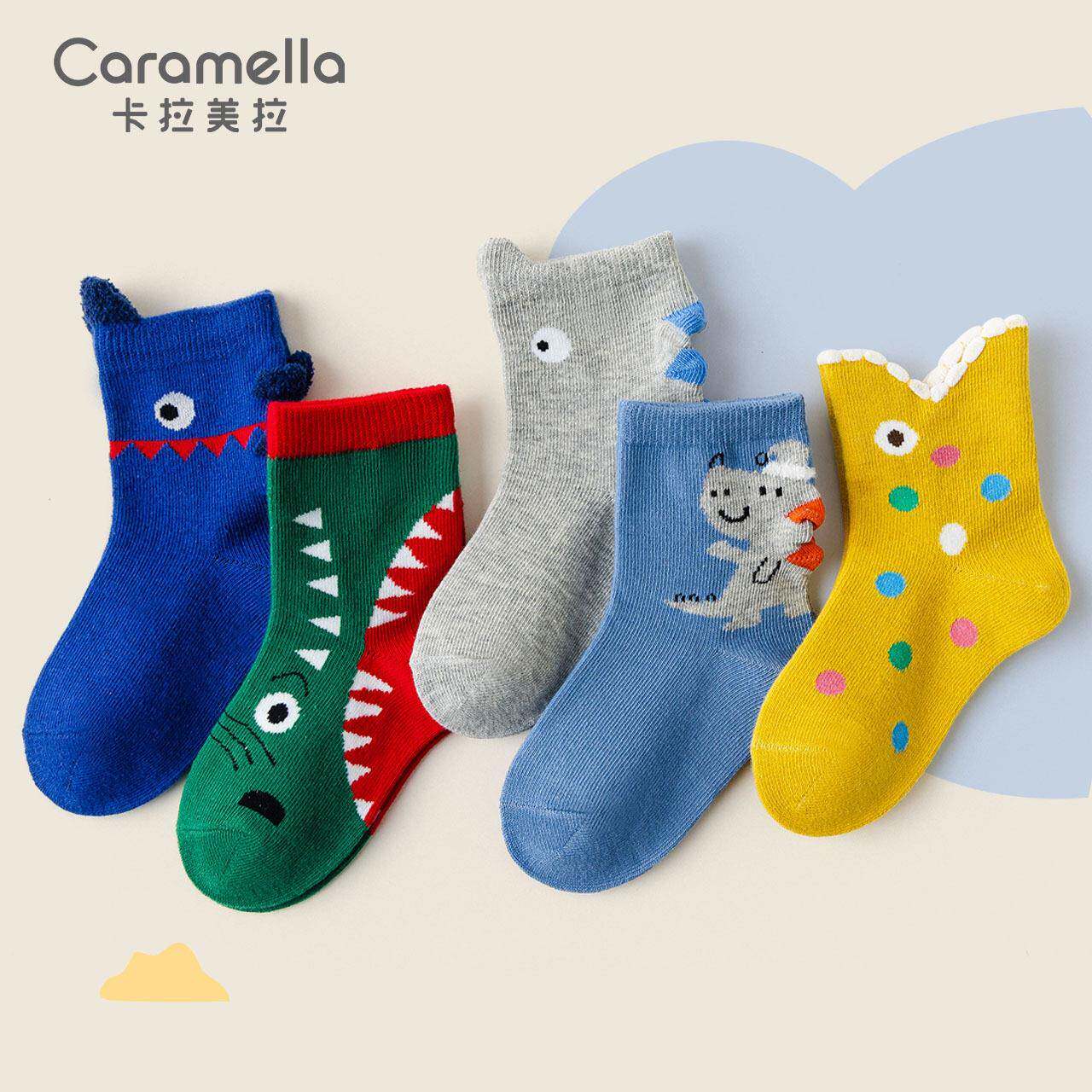 caramella儿童袜子童棉袜儿童袜冬中筒春秋款长筒袜秋冬季