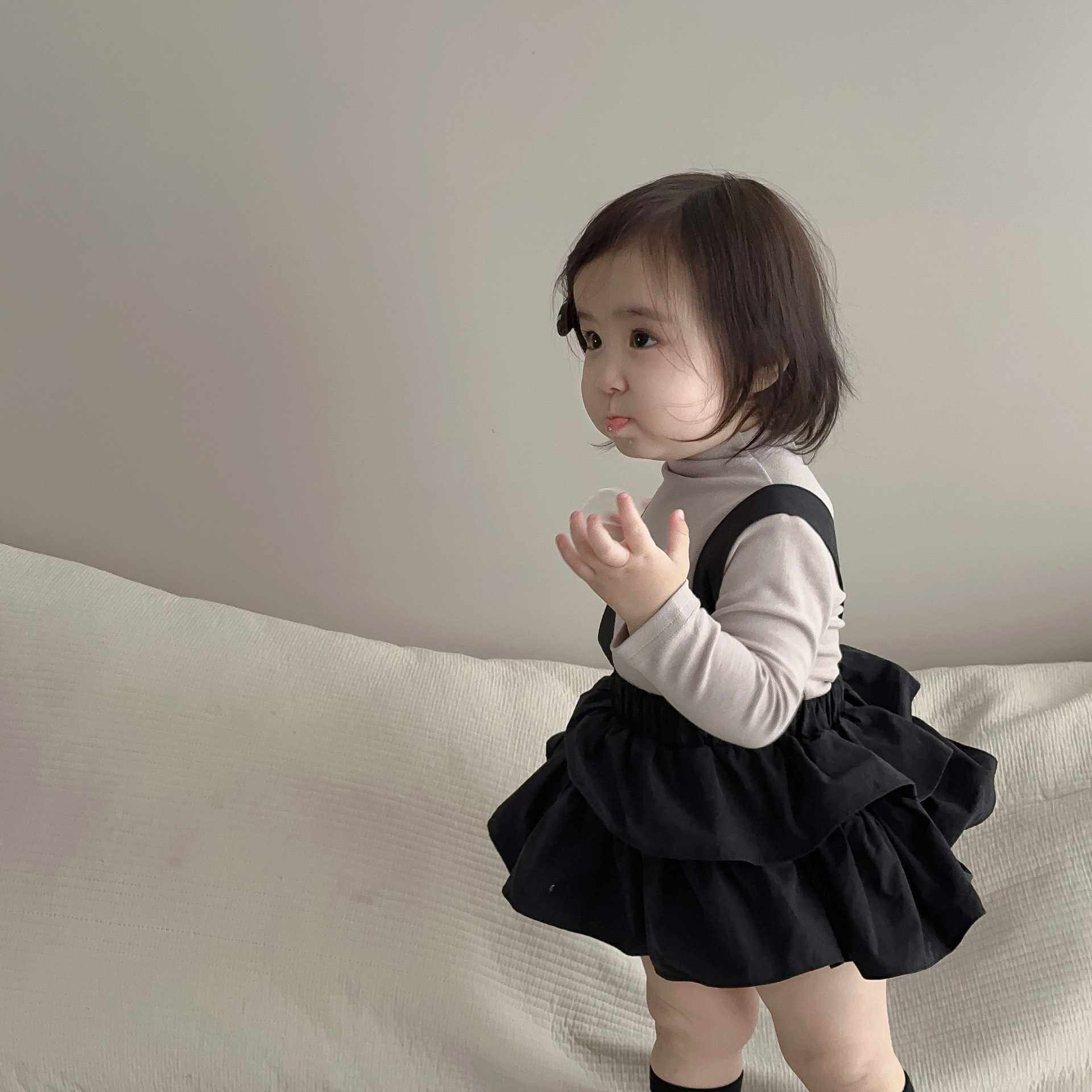 女童春秋款衣服春季宝宝套装韩版童装婴儿打底衫背带包屁裤两件套