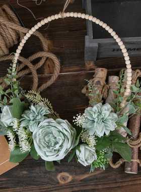 墙挂幽梦一帘花落时壁挂仿真花家居装饰设计手捧花束墙饰CF01484