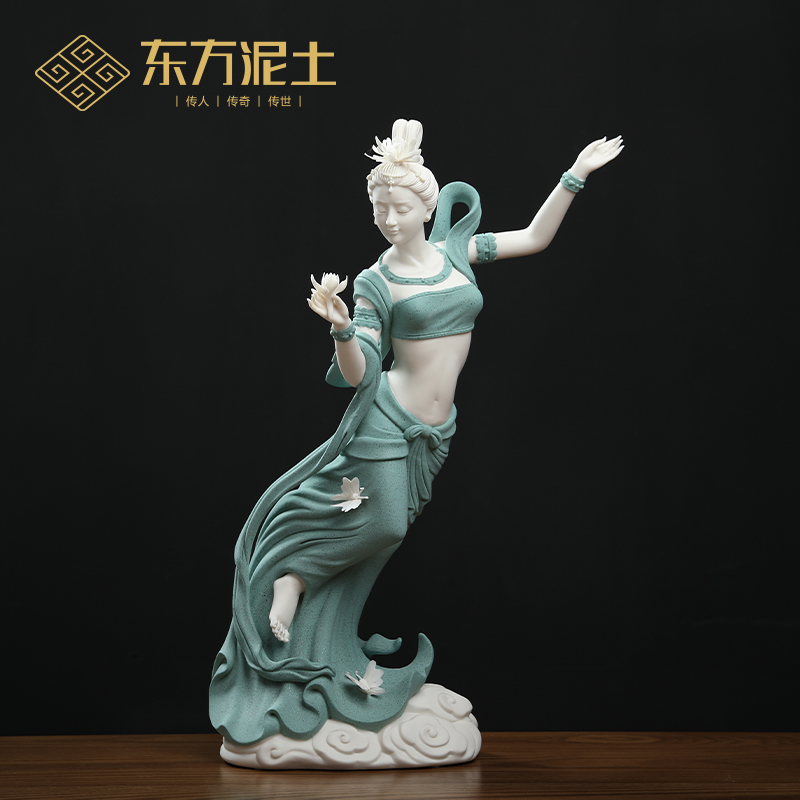 优选泥土《蝶恋》摆件 陶瓷y人物美女雕塑工艺品 客厅酒柜装饰.