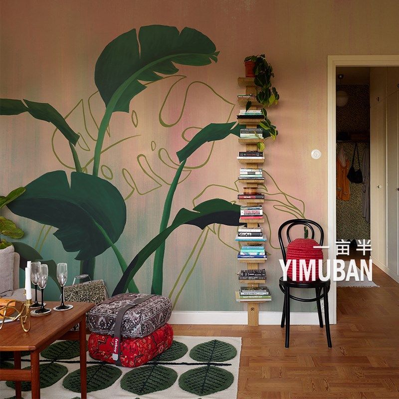 现代客厅电视背景墙纸墙布艺术抽象绿植商用定制壁画卧室餐厅壁纸,家装主材,定制壁画,淘宝优惠券,粉丝福利购,淘宝优惠卷