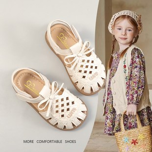 子镂空沙滩鞋 女童凉鞋 夏天女孩软底公主宝宝鞋 2025新款 夏 包头夏季