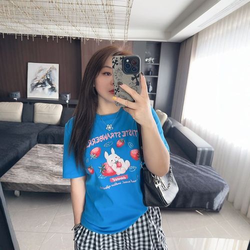 甜美草莓 大码女装胖mm显瘦宽松2025年春夏装短袖t恤半袖上衣