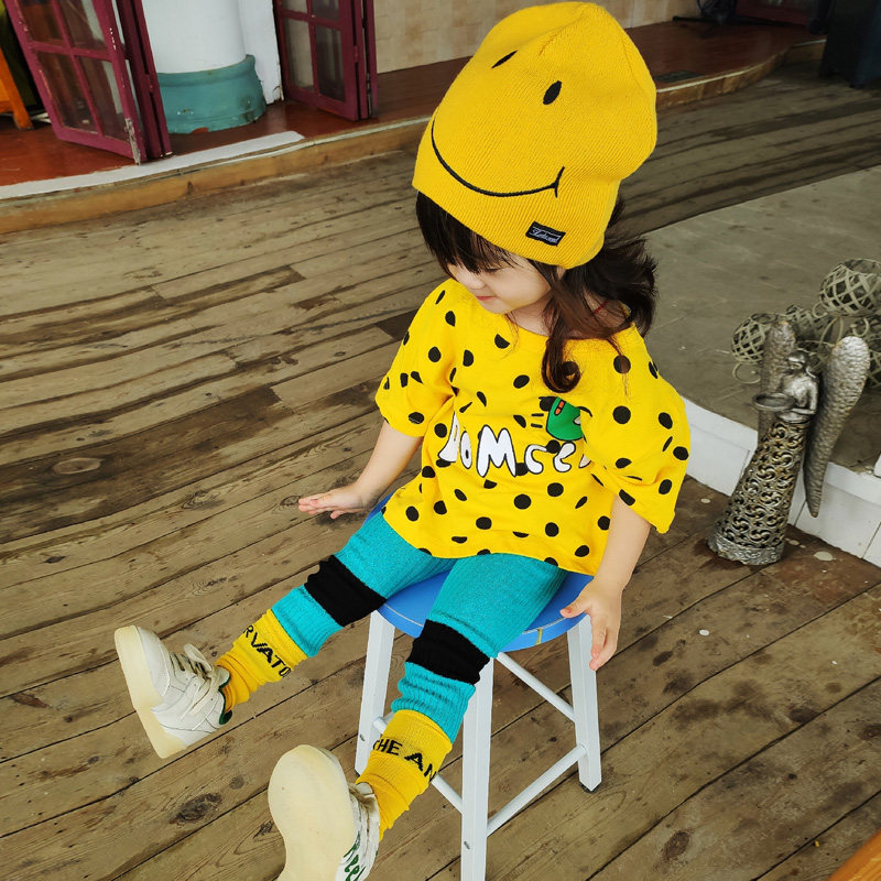 女童夏季套装夏装洋气时髦儿童宝宝纯棉黄色短袖t恤女宝薄款裤子