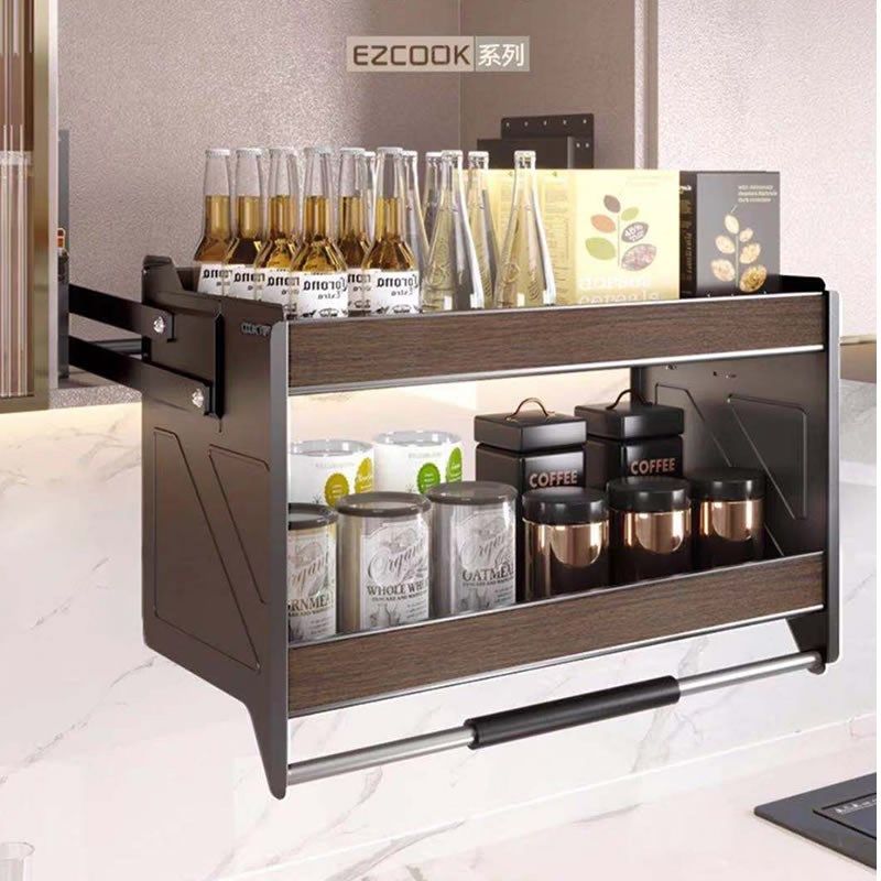 酷太胡桃木抗倍特铝合金吊柜拉篮双层单层双阻尼调节液压升降机,家装主材,拉篮,淘宝优惠券,粉丝福利购,淘宝优惠卷