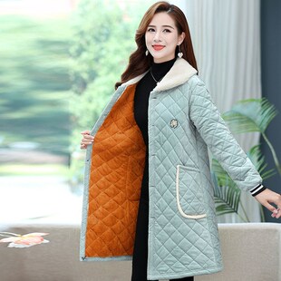 冬天棉袄式罩衣加绒加厚中长休闲毛领外套棉服宽松大码女厨房围裙