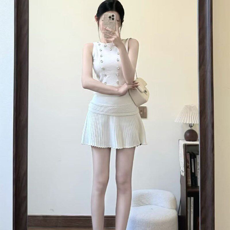 夏季小个子穿搭一整套辣妹纯欲风高级感独特漂亮小连衣裙子套装女