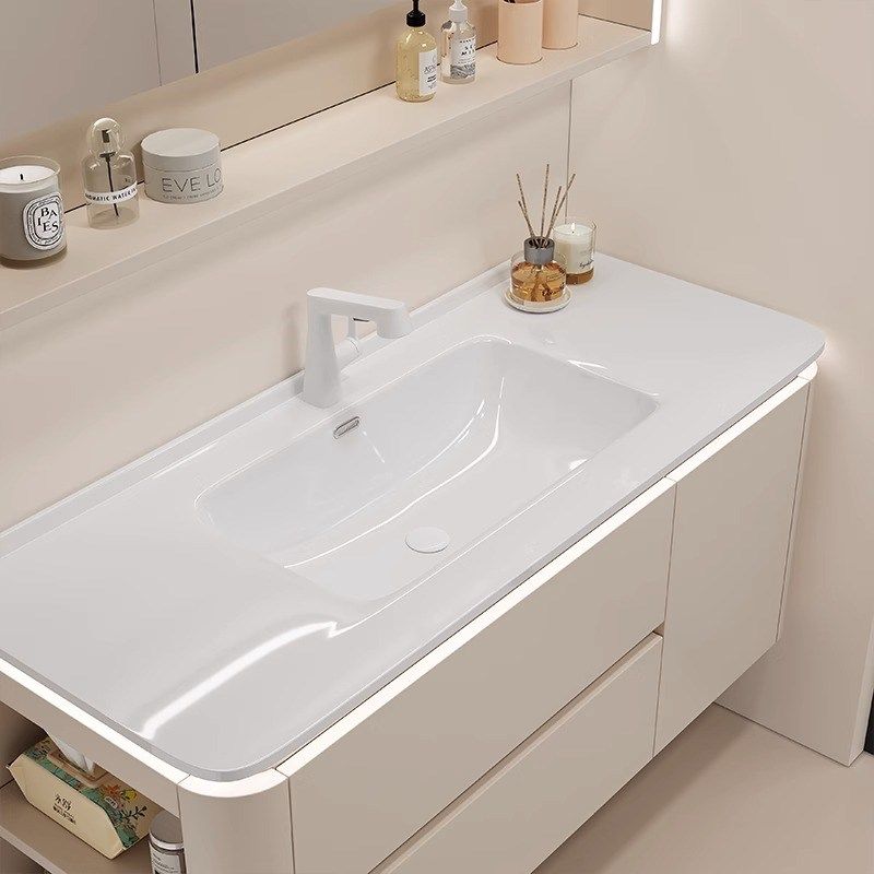 奶油风浴室柜陶瓷一体简约卫生间洗漱台洗手洗脸盆组合侧边开放格,家装主材,浴室柜组合,淘宝优惠券,粉丝福利购,淘宝优惠卷