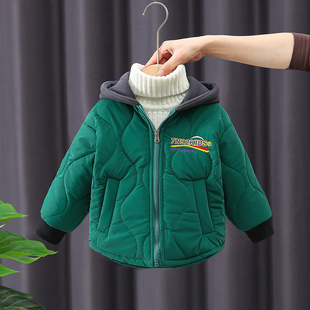 男童外套秋冬季2023新款洋派潮儿童冬装加绒加厚衣服宝宝薄款棉服