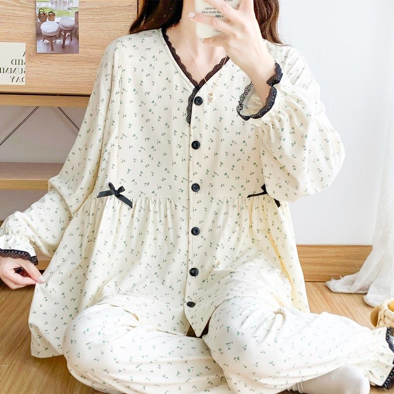 夏季薄款纯棉月子服春秋产后哺乳孕妇睡衣产妇喂奶家居服怀孕套装