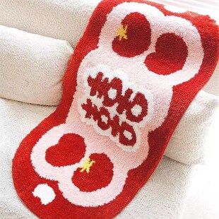 婚礼喜庆植绒地毯入户门吸水防滑脚垫H卫生间浴室柔软植绒卧室地