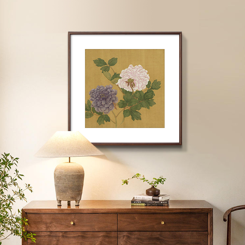 名家牡丹花挂画恽寿平花卉国画y新中式客厅装饰画书房茶室餐厅壁图片