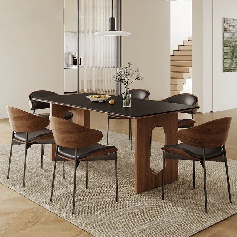 意式复古岩板实木餐桌客厅家用小户型2024新款法式中古风饭桌椅子,住宅家具,岩板餐桌,淘宝优惠券,粉丝福利购,淘宝优惠卷